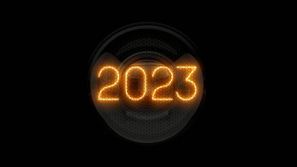 2023年 二千二十三 Nixie管指示器气体排放指示灯 3D渲染 — 图库照片