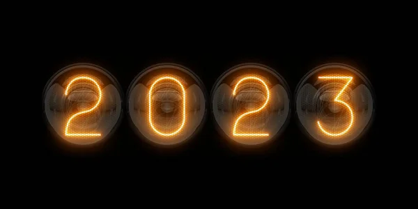2023 Two Thousand Twenty Three Nixie Tube Indicator Gas Discharge — Stock Photo, Image