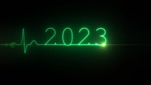 2023年 心臓部だ ループだ 画面上のCardoigram曲線 2023年登場 — ストック写真