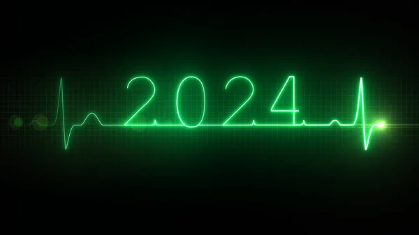 Καρδιογράφημα 2024 Νέο Έτος Φωτογραφία Αρχείου
