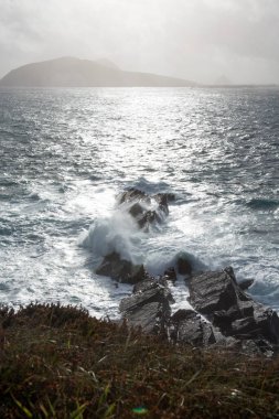 Fırtına. Kuzey Atlantik Okyanusu. Kerry İrlanda