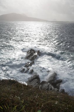 Fırtına. Kuzey Atlantik Okyanusu. Kerry İrlanda