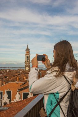 Venedik şehir manzaraları İtalya 'ya seyahat ediyor