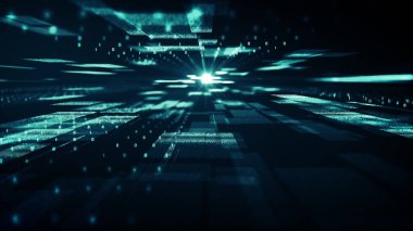  Soyut teknoloji büyük veri arkaplanı kavramı. Dijital veri akışının hareketi. Büyük veriler aktarılıyor. Veri setlerinin aktarımı ve depolanması, blok zinciri, sunucu, yüksek hızlı İnternet.