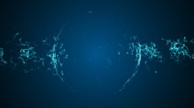 Soyut teknoloji ağı geçmişi. Bağlı Pleksus 'tan küre. Hareket eden çizgiler, noktalar ve üçgensiz Geometrik arkaplan. Bilim ve teknoloji arka planı. 