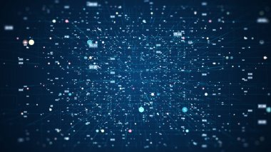  Soyut teknoloji büyük veri arkaplanı kavramı. Dijital veri akışının hareketi. Büyük veriler aktarılıyor. Veri setlerinin aktarımı ve depolanması, engelleme zinciri, sunucu, yüksek hızlı İnternet.