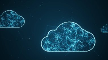 Şeyler Arasındaki Büyük Veri Bağlantıları. Noktalar ve çizgilerden Bulut Depolama Çizgiler ve Noktalar (IOT) ile Dijital Ağ 'da Güzel Uçuşlarda Yavaş İlerliyor. Teknoloji Ağı Konsepti.