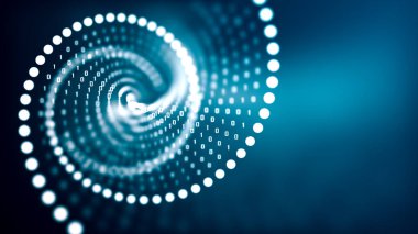 Yapay zeka DNA molekülü konsepti. DNA ikili bir koda dönüştürülür. İkili kod genomu kavramı. Değiştirilmiş genlere sahip soyut teknoloji DNA molekülü. 3B illüstrasyon