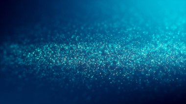 Soyut Mavi Parçacıklar Arkaplanı. Bokeh Efektli Parıltı Parçacıkları. Mavi Parıldayan Parçacıklar.