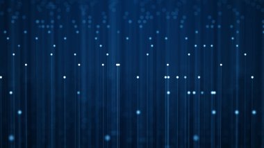 Soyut arka plan fiber optik kavramı. Işık sinyalleriyle optik fiberlerin üzerinde hareket ediyor. Yüksek hızlı internet bağlantısı için kullanılır. Bilgisayar iletişim teknolojisi. 