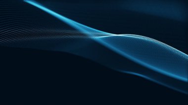 Teknoloji dijital dalga arkaplan kavramı. Güzel hareket eden noktalar dokusu ve parlayan çözülmüş parçacıklar. Siber ya da teknoloji geçmişi.