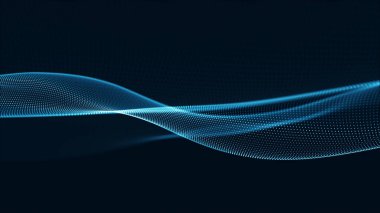 Teknoloji dijital dalga arkaplan kavramı. Güzel hareket eden noktalar dokusu ve parlayan çözülmüş parçacıklar. Siber ya da teknoloji geçmişi.
