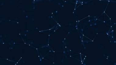 Soyut Ağ Mavi Geometrik Şekiller. Bağlantı ve Web Kavramı. Hareketli Çizgiler ve Noktalarla Dijital, İletişim ve Teknoloji Ağı.