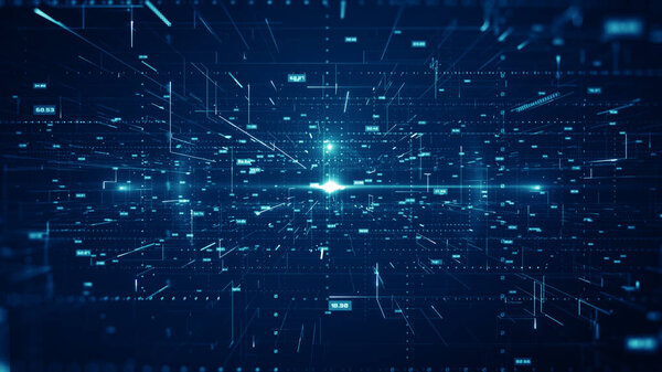 Высоко детализированная цифровая фоновая анимация, идеально пригодная для широкого круга тем, связанных с сетевой безопасностью, цепочкой блоков, большими данными, интернетом вещей. 3D иллюстрация