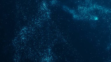 Soyut Parçacık Arkaplanı konsepti. Toz Mavisi Parçacıkları ve Dalgalanan Arkaplan.