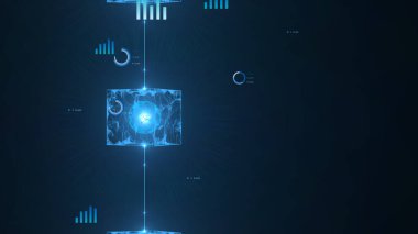 Blockchain ağ kavramı. Isometric dijital bloklar kare kod büyük veri bağlantısı Dağıtılmış defter teknolojisi, Kripto para finansmanı bitcoin işletmesi.