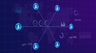 Blok zinciri konsepti. Ağ 'daki herkese soyut bilgi dağılımı kalıpları. Ağdaki herkesle güvenli bir şekilde bağlantılı bir bilgi zinciri olarak.