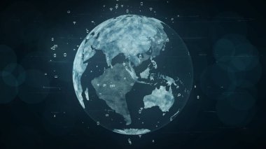 Küresel ağ ve veri bağlantılarının büyümesi. Küresel bağlantıyı çevreleyen bilimsel teknoloji veri ağı.