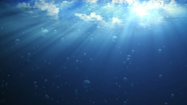 Su altı ışıkları güzel perdeler ve kabarcıklar yaratır. Derin mavi suların içinden geçen bulutlu gökyüzünden gelen güneş ışığından oluşur. Suyu yansıtan güzel bir ışık perdesi oluşturur..