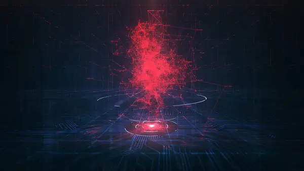 Şeytani Yapay Zeka (yapay zeka) kavramı. Gelecekteki bir teknoloji olarak yapay zeka riski. Akıllı robotların güvenlik tehlikesine yol açmasından korkuyorlar..