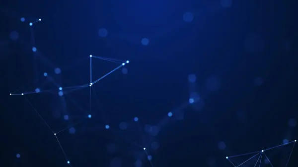 Soyut Pleksus Mavi Geometrik Şekiller. Bağlantı ve Web Kavramı. Hareketli Çizgiler ve Noktalarla Dijital, İletişim ve Teknoloji Ağı.