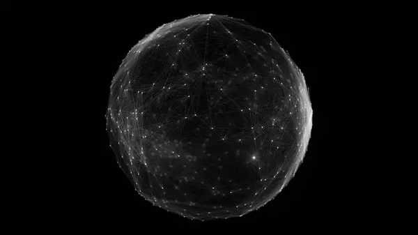 Küresel ağ bağlantısı kavramı. Siyah zemin üzerinde Bağlı Çizgiler ve Noktalar olan küre. Global Dijital Bağlantılar. Globe Grid. Kablo çerçeveli illüstrasyon. 3B Teknoloji Biçimi. 