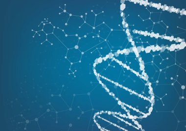 DNA iplikçikleri molekül ve kimya ile bilim arka planında yenilikçi teknoloji. Bilim konsepti.