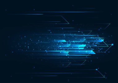 Yüksek hız. Yüksek teknoloji. Soyut teknoloji arkaplan kavramı. Koyu mavi arkaplan üzerinde hareket deseni ve hareket bulanıklığı.