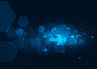 Yüksek hız. Yüksek teknoloji. Soyut teknoloji arkaplan kavramı. Koyu mavi arkaplan üzerinde hareket deseni ve hareket bulanıklığı.