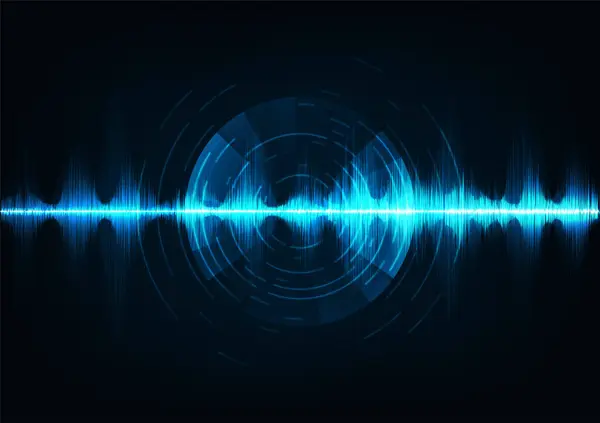 Mavi müzik ses dalgaları. Ses teknolojisi, müzikal nabız.