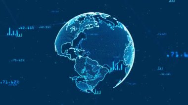Küresel ağ ve veri bağlantılarının büyümesi. Küresel bağlantıyı çevreleyen bilimsel teknoloji veri ağı.