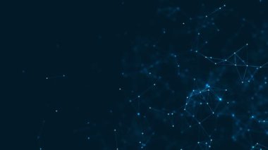 Soyut Pleksus Mavi Geometrik Şekiller. Bağlantı ve Web Kavramı. Hareketli Hatlar ve Noktalarla Dijital, İletişim ve Teknoloji Ağı Arkaplanı. Kusursuz Döngüsüz Döngü 4K 