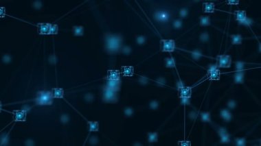 Blockchain ağ kavramı. Isometric dijital bloklar kare kod büyük veri bağlantısı Dağıtılmış defter teknolojisi, Crypto döviz bitcoin işletmeleri ile. Kusursuz döngü. 4k