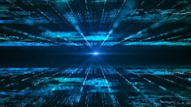 Soyut dijital matris arkaplanı. Geleceğin büyük veri bilgi teknolojisi kavramı. Soyut veri merkezi, blok zinciri, sunucu, internet, hız için hareket grafiği. 