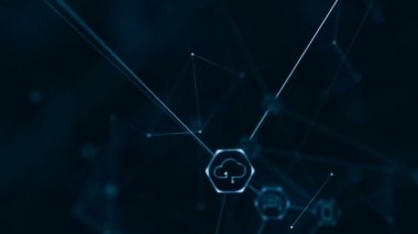 Sosyal ağ bağlantıları kavramı. Birbirine bağlı nesnelerin interneti (IoT) ağı.