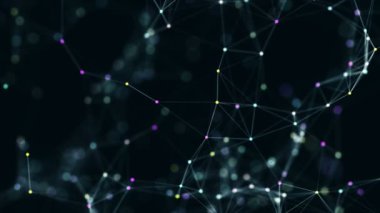 Soyut Pleksus Mavi Geometrik Şekiller. Bağlantı ve Web Kavramı. Hareketli Çizgiler ve Noktalarla Dijital, İletişim ve Teknoloji Ağı.