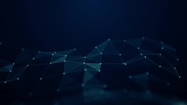 Soyut Plexus Dijital Mavi Renk Dalgası Nirengi Şekilleri. Bağlantı ve Web Kavramı. Hareketli Çizgiler ve Noktalarla Dijital, İletişim ve Teknoloji Ağı.