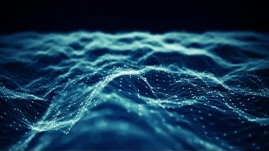 Teknoloji dijital dalga arkaplan kavramı. Güzel hareket eden noktalar dokusu ve parlayan çözülmüş parçacıklar. Siber ya da teknoloji geçmişi.