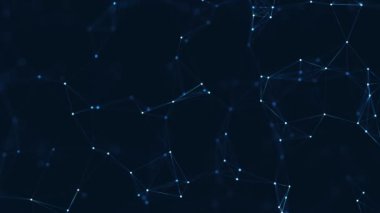 Soyut Ağ Mavi Geometrik Şekiller. Bağlantı ve Web Kavramı. Hareketli Çizgiler ve Noktalarla Dijital, İletişim ve Teknoloji Ağı.