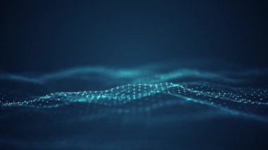 Teknoloji dijital dalga arkaplan kavramı. Güzel hareket eden noktalar dokusu ve parlayan çözülmüş parçacıklar. Siber ya da teknoloji geçmişi.