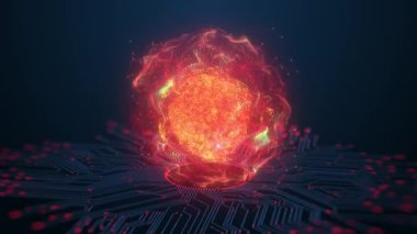 Şeytani Yapay Zeka (yapay zeka) kavramı. Gelecekteki bir teknoloji olarak yapay zeka riski. Akıllı robotların güvenlik tehlikesine yol açmasından korkuyorlar..