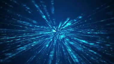 Arka plandaki dijital ışıkların hızı. Karanlık arka planda dijital teknolojiyle uçmak. Ağ, büyük veri, veri merkezi, sunucu, internet, hız çizgileri ile gelecekteki teknoloji soyut arkaplan.