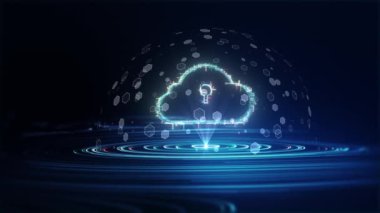 Bulut hesaplama ve büyük veri konsepti. Dijital verilerin ve gelecekteki bilgilerin 5G bağlantısı. Nesnelerin soyut yüksek hızlı interneti IOT büyük veri bulut hesaplama.