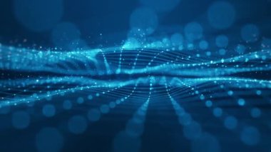 Soyut Pleksus Mavi Geometrik Şekiller. Bağlantı ve Web Kavramı. Hareketli Çizgiler ve Noktalarla Dijital, İletişim ve Teknoloji Ağı.