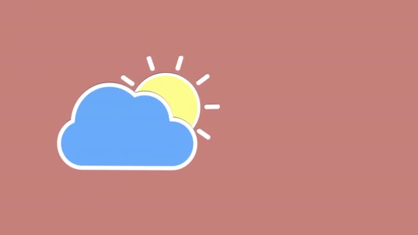 Animación Gráfica Del Sol Detrás Una Nube Con Espacio Vacío — Vídeo de stock