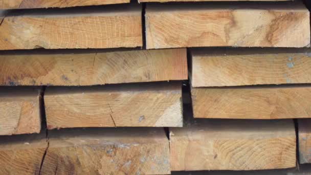 Płyty Drewniane Ułożone Stosy Przestrzenią Wentylacji Suszenia — Wideo stockowe