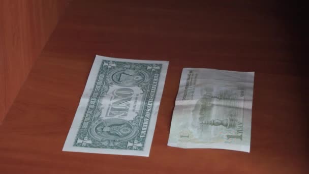 Bir Adamın Eli Dolabı Açar Hangi Banknotu Alacağını Seçer Dolar — Stok video