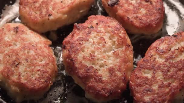Cooking Meat Cutlets Frying Pan Butter Close — Wideo stockowe