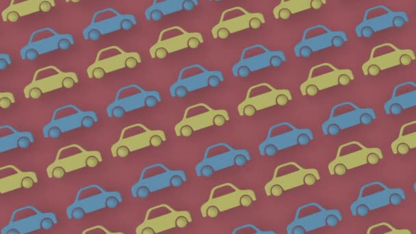 Графическая Анимация Движения Автомобилей Выстроенных Ряд Движущихся Параллельно Друг Другу — стоковое видео