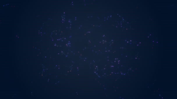 Внешний Вид Логотипа Сети Несколькими Светящимися Частицами Постепенно Соединяющимися Между — стоковое видео